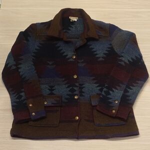 Large Territory Ahead Southwest Aztec Wool Blend Barn Jacket Western